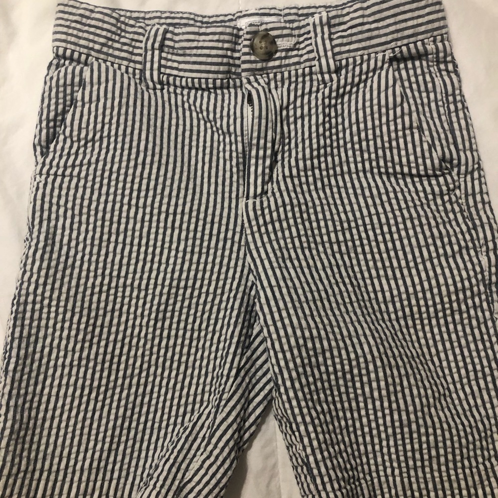 Striped Gray and White Boys Seersucker Shorts